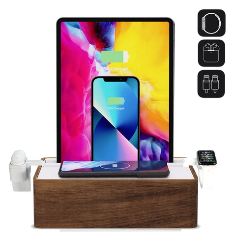 ALLDOCK Wireless Walnut & White Apple Package